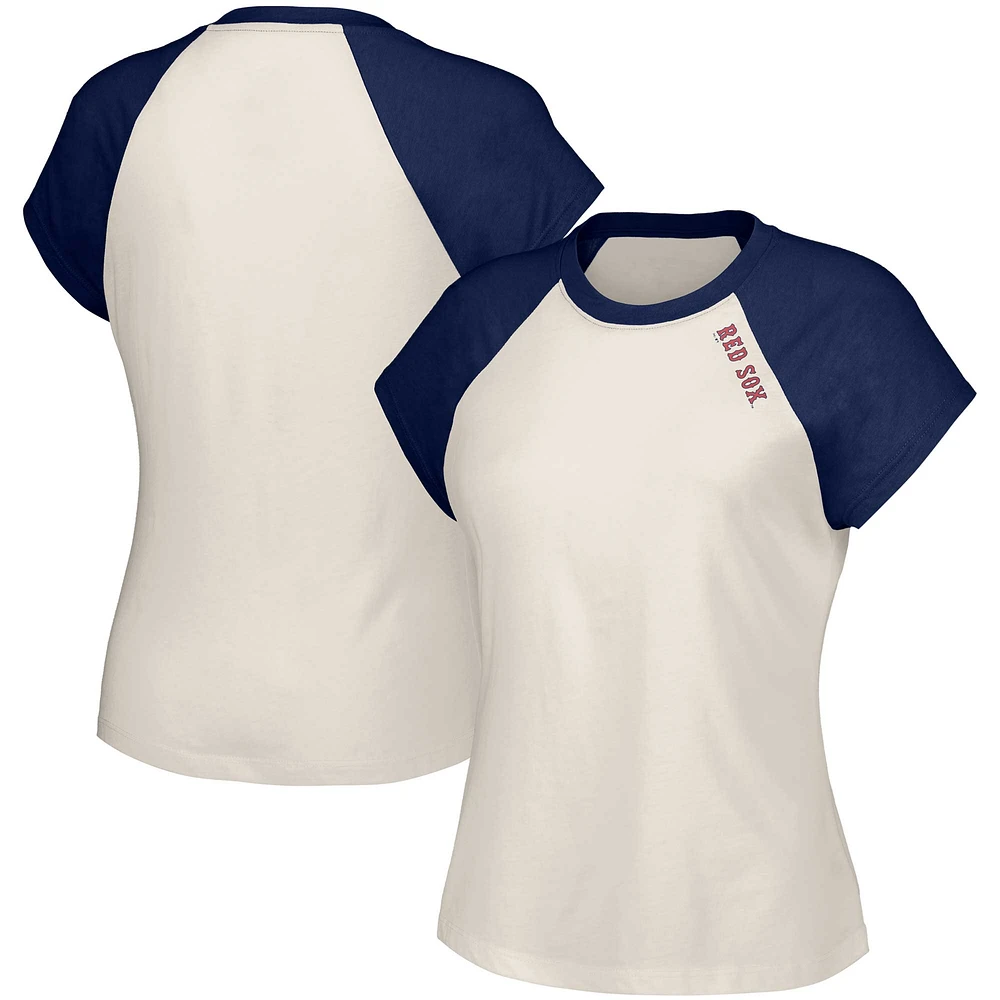 Women's Lusso  White Boston Red Sox Nikki Raglan T-Shirt