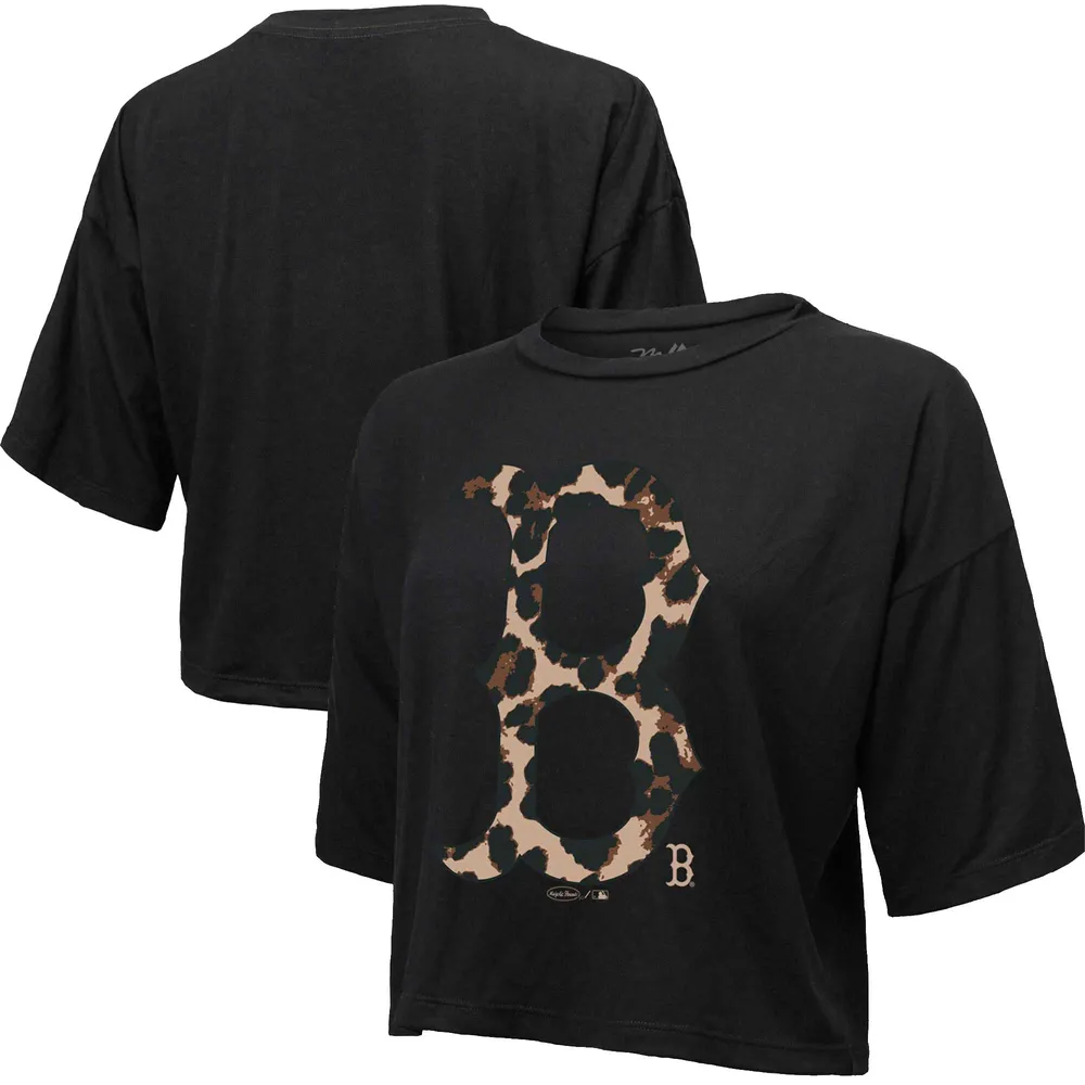 Lids Boston Red Sox Majestic Threads Women's Leopard Cropped T-Shirt -  Black