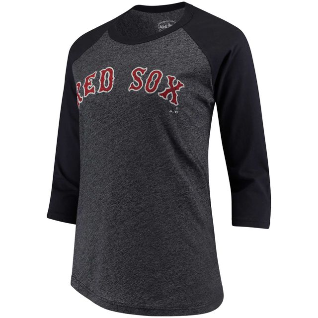 Majestic Threads pour femme David Ortiz Navy Boston Red Sox T-shirt raglan à manches 3/4 avec nom et numéro