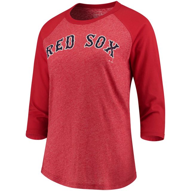 Majestic Threads pour femme David Ortiz Red Boston Sox T-shirt trois-quarts à manches raglan avec nom et numéro