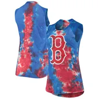 Women's Majestic Threads Red/Blue Detroit Tigers Tie-Dye Tri-Blend Muscle Tank  Top