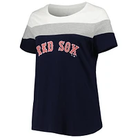 Women's Navy/Heather Gray Boston Red Sox Plus Colorblock T-Shirt