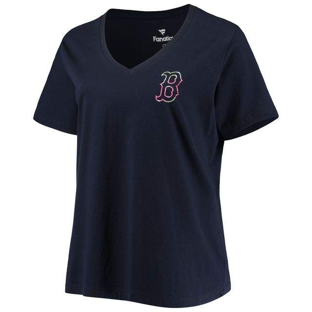 T-shirt à encolure en V Mom 2-Hit taille plus #1 des Boston Red Sox pour femme, bleu marine