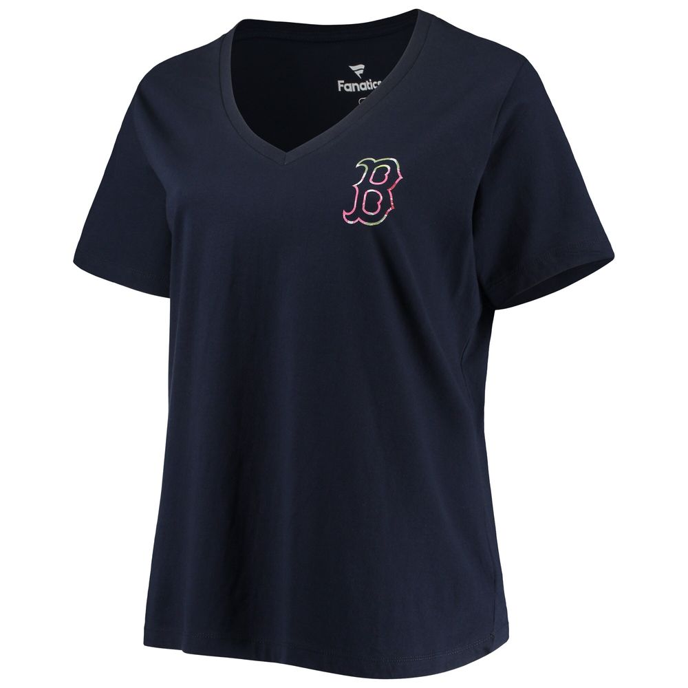 Women's Navy Boston Red Sox Plus #1 Mom 2-Hit V-Neck T-Shirt