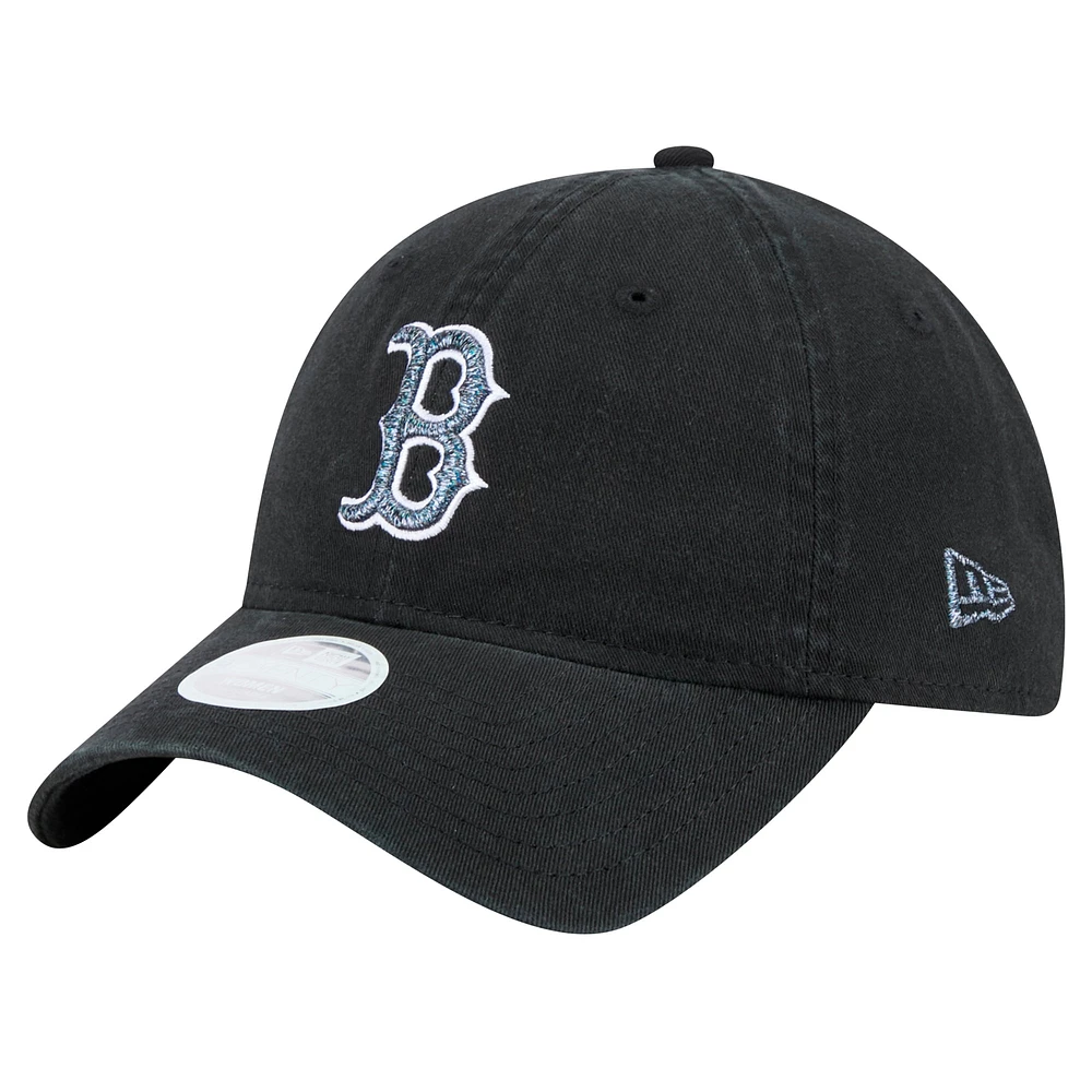 Casquette ajustable Glitz 9TWENTY Boston Red Sox noire New Era pour femme