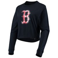 Women's New Era Navy Boston Red Sox Baby Jersey Cropped Long Sleeve T-Shirt