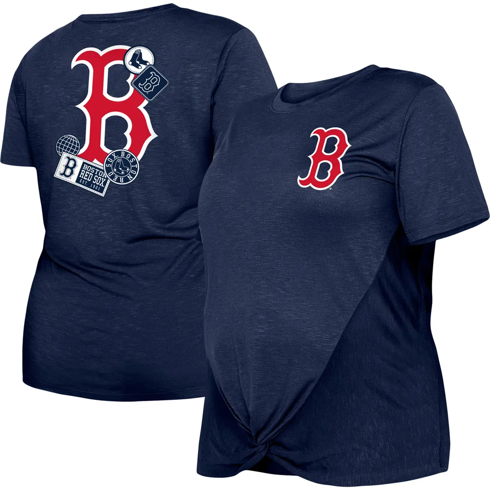 Lids Boston Red Sox New Era Women's Plus Two-Hit Front Knot T-Shirt - Navy