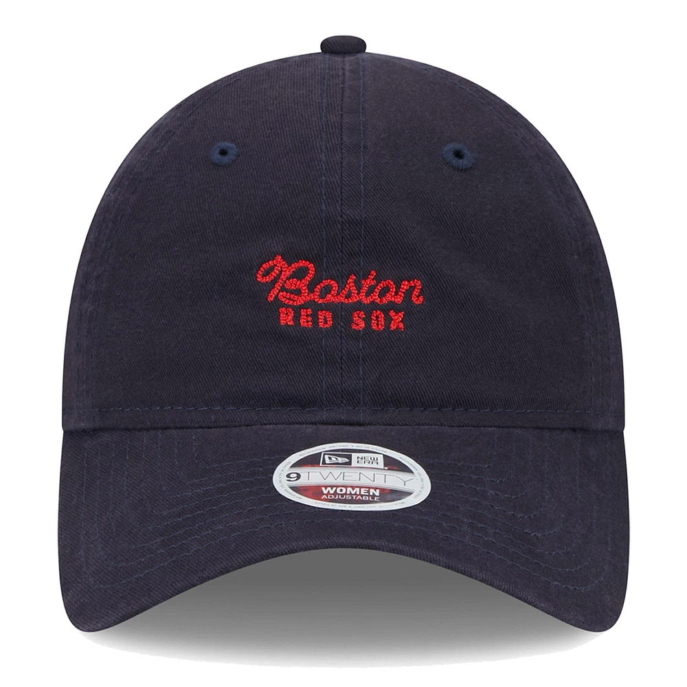 Casquette réglable bleu marine Boston Red Sox Script 9TWENTY New Era pour femme