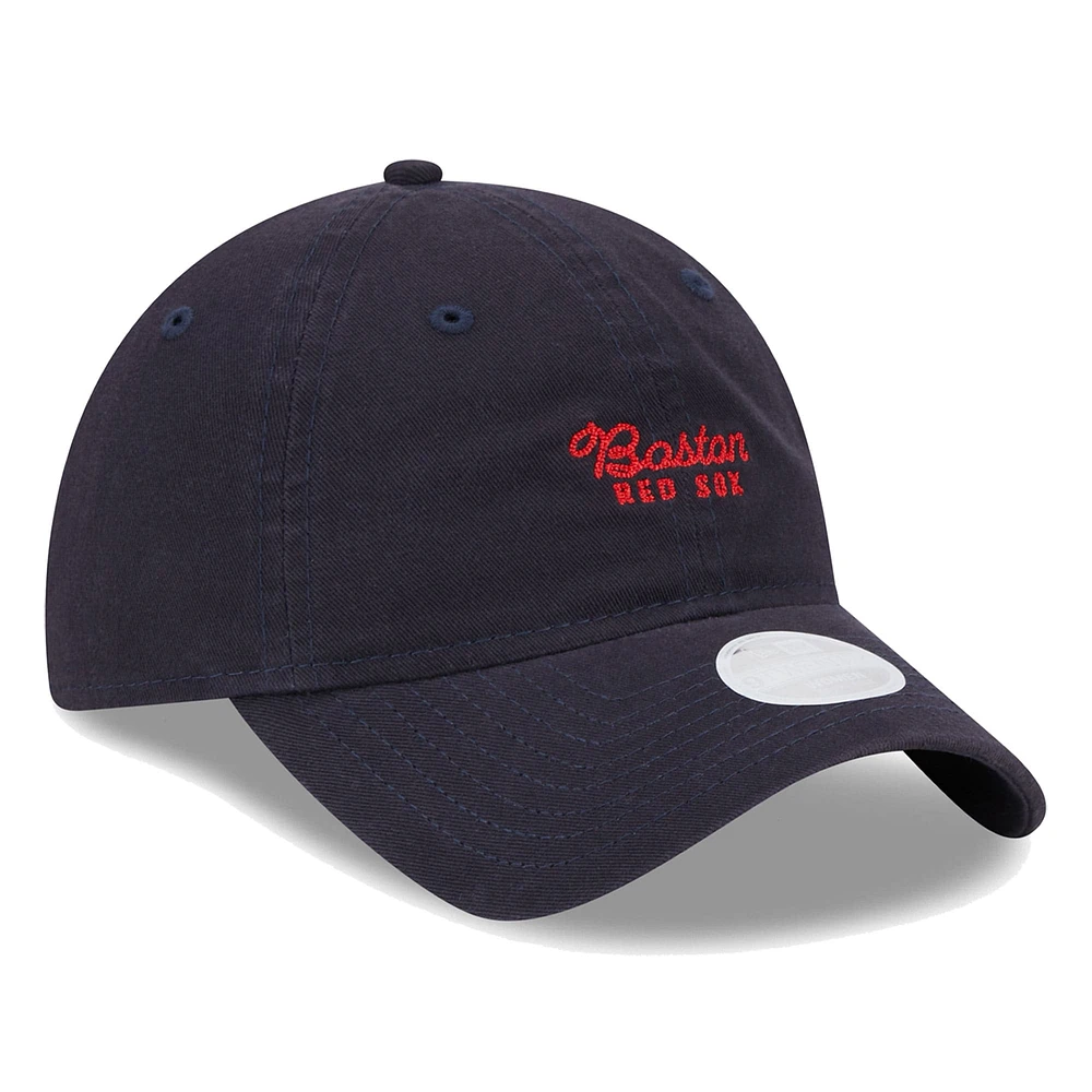 Casquette réglable bleu marine Boston Red Sox Script 9TWENTY New Era pour femme