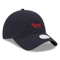 Casquette réglable bleu marine Boston Red Sox Script 9TWENTY New Era pour femme