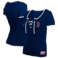 Women's New Era Navy Boston Red Sox Throwback Lace Up T-Shirt