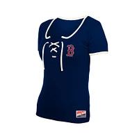 Women's New Era Navy Boston Red Sox Throwback Lace Up T-Shirt