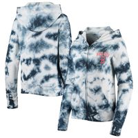 Women's New Era Navy Boston Red Sox Tie-Dye Fleece Full-Zip Hoodie