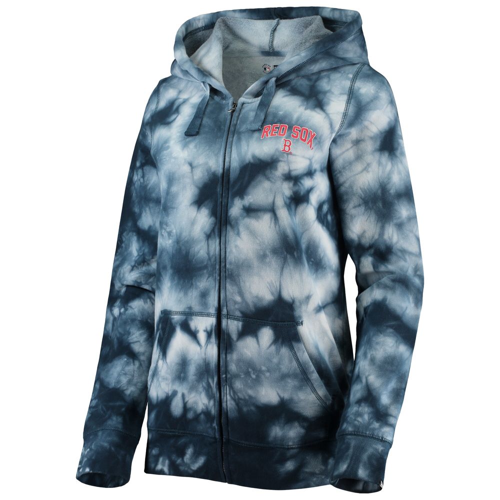 Women's New Era Navy Boston Red Sox Tie-Dye Full-Zip Hoodie