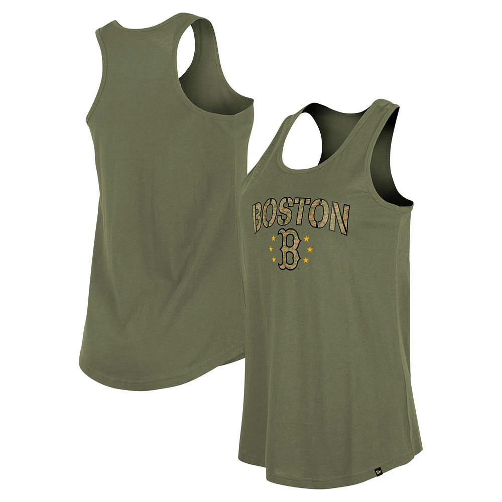 Women's New Era Olive Boston Red Sox Armed Forces Day Tank Top