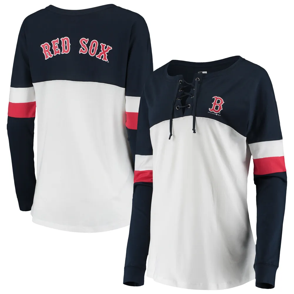 Lids Boston Red Sox New Era Women's Lace-Up Long Sleeve T-Shirt - White/Navy