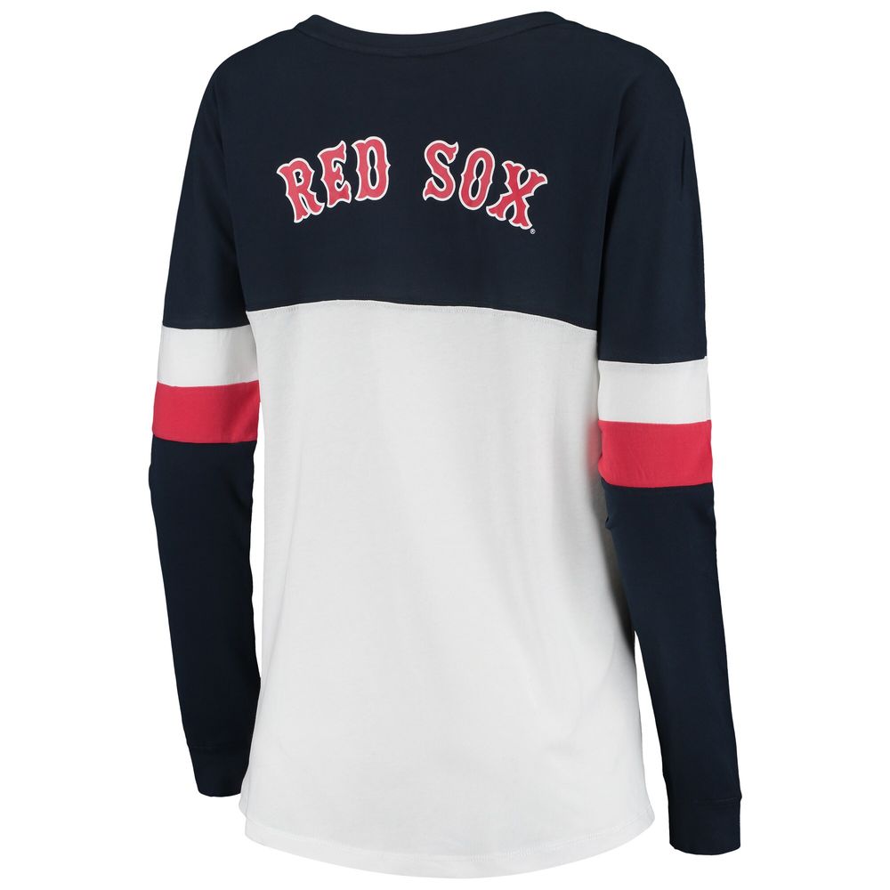 Women's New Era White/Navy Boston Red Sox Lace-Up Long Sleeve T-Shirt