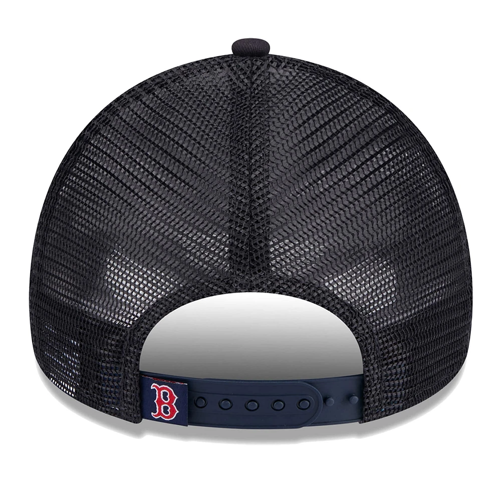 Casquette ajustable 9FORTY de camionneur à cadre en A en mousse pour femme New Era, blanc/bleu marine, Boston Red Sox Throwback Team