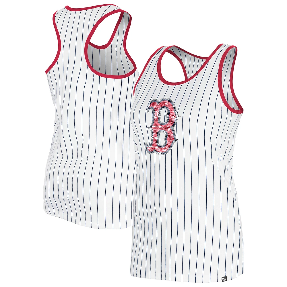 Women's New Era White Boston Red Sox Gameday Pinstripe Tank Top