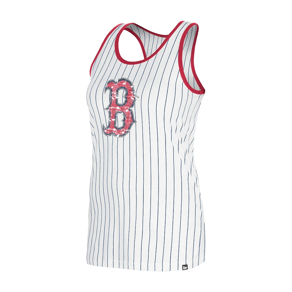 Women's New Era White Boston Red Sox Gameday Pinstripe Tank Top