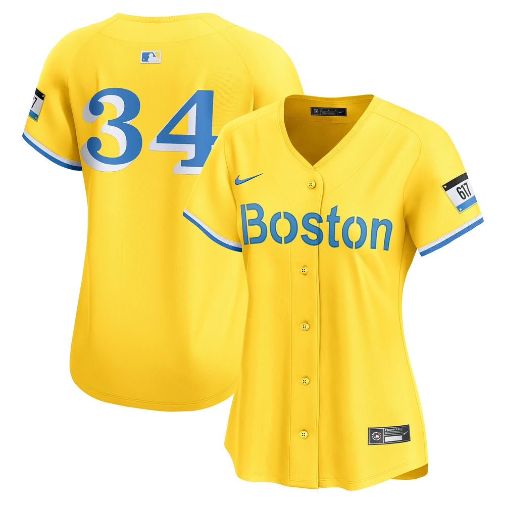 Maillot de joueur retraité Nike David Ortiz pour femme des Red Sox Boston City Connect doré