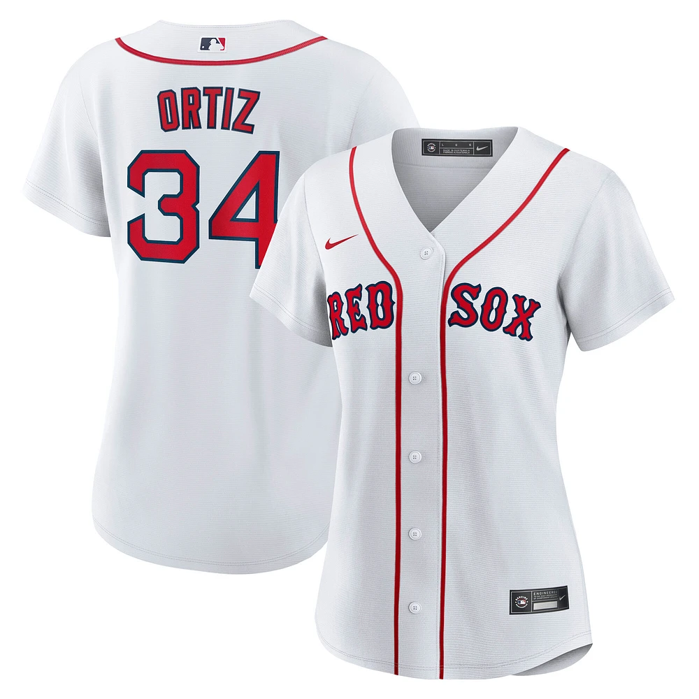 Maillot réplique à domicile des Red Sox de Boston pour femme Nike David Ortiz blanc