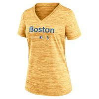 Women's Nike Gold Boston Red Sox MLB City Connect Velocity Space-Dye Performance V-Neck T-Shirt