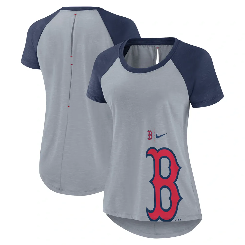 T-shirt mode raglan Nike Boston Red Sox Summer Breeze pour femme, gris chiné