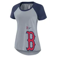 T-shirt mode raglan Nike Boston Red Sox Summer Breeze pour femme, gris chiné