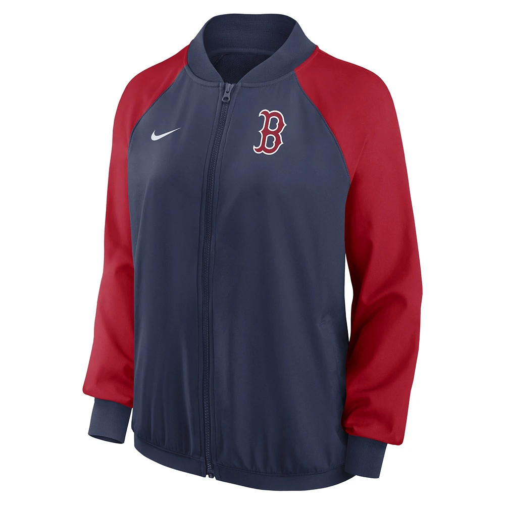 Veste à glissière pleine longueur Nike Boston Red Sox Authentic Collection Team Raglan Performance pour femme - Bleu marine