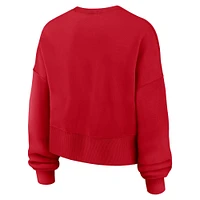 Women's Nike Red Boston Sox Oversized High Hip Pullover Sweatshirt