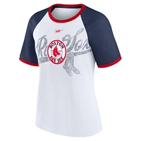 Women's Nike White Boston Red Sox Rewind Color Remix Fashion Raglan Tri-Blend T-Shirt