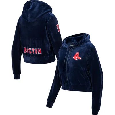 Boston Red Sox Pro Standard Women's Classic Velour Full-Zip Hoodie Track Jacket - Navy