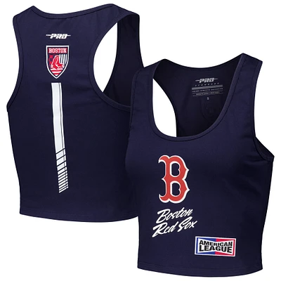 Women's Pro Standard Navy Boston Red Sox Fast Lane Fitted Tri-Blend Cropped Tank Top