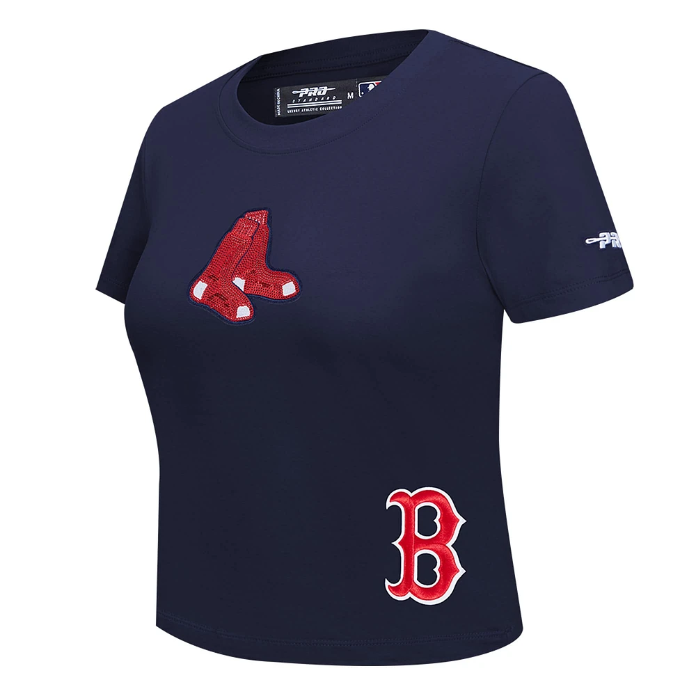 Women's Pro Standard  Navy Boston Red Sox Game Day Classics Baby Doll Cropped T-Shirt