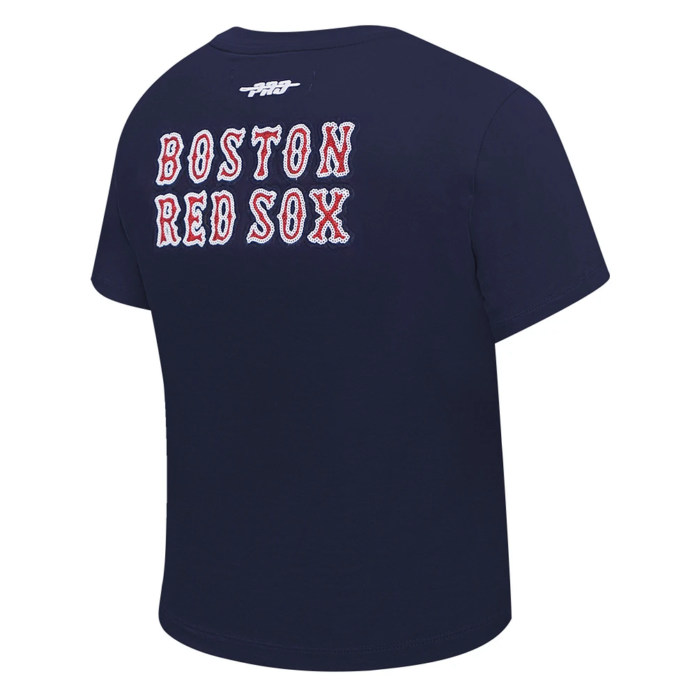 Women's Pro Standard  Navy Boston Red Sox Game Day Classics Baby Doll Cropped T-Shirt