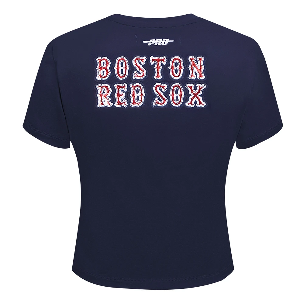 Women's Pro Standard  Navy Boston Red Sox Game Day Classics Baby Doll Cropped T-Shirt