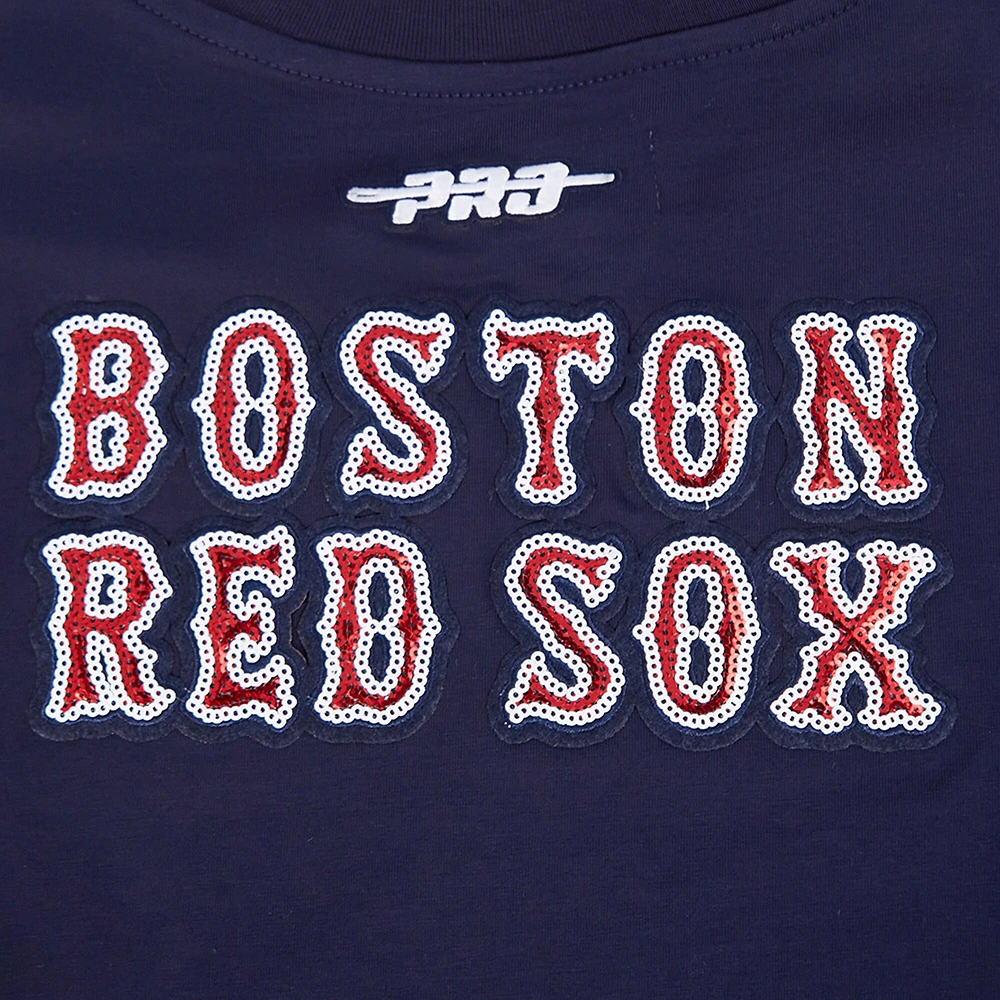 Women's Pro Standard  Navy Boston Red Sox Game Day Classics Baby Doll Cropped T-Shirt