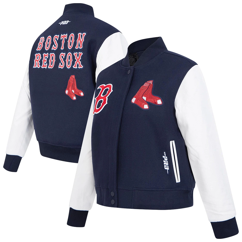 Women's Pro Standard Navy Boston Red Sox Game Day Classics Wool Varsity Jacket