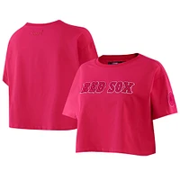 Women's Pro Standard Pink Boston Red Sox Triple Boxy Cropped T-Shirt