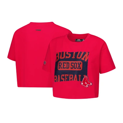 Women's Pro Standard Red Boston Sox Made To Play Boxy Cropped T-Shirt