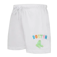 Women's Pro Standard  White Boston Red Sox Washed Neon Shorts