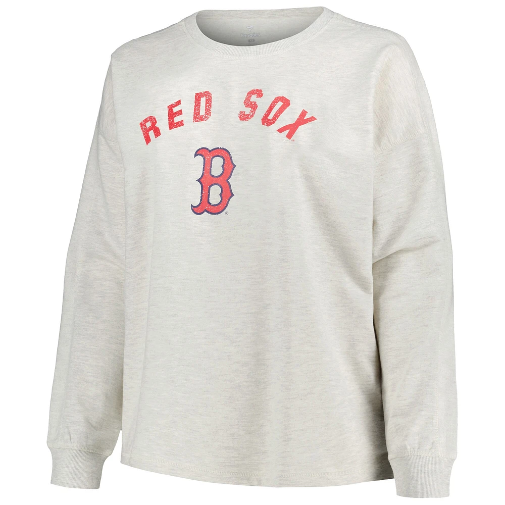 Women's Profile Oatmeal Boston Red Sox Plus French Terry Pullover Sweatshirt