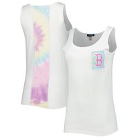 Women's Refried Apparel White Boston Red Sox Tie-Dye Tank Top