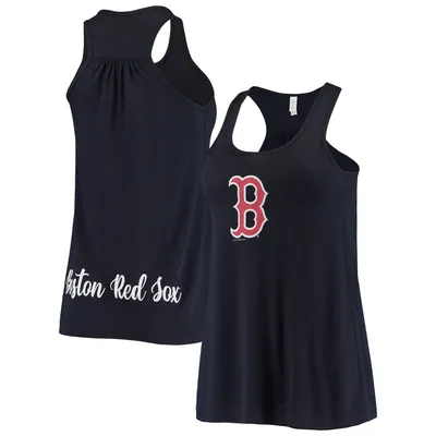 Women's Soft As A Grape Navy Atlanta Braves Plus Size High Neck Tri-Blend Tank Top