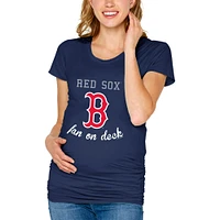 T-shirt de maternité a fronces latérales Soft as Grape pour femme, bleu marine Boston Red Sox