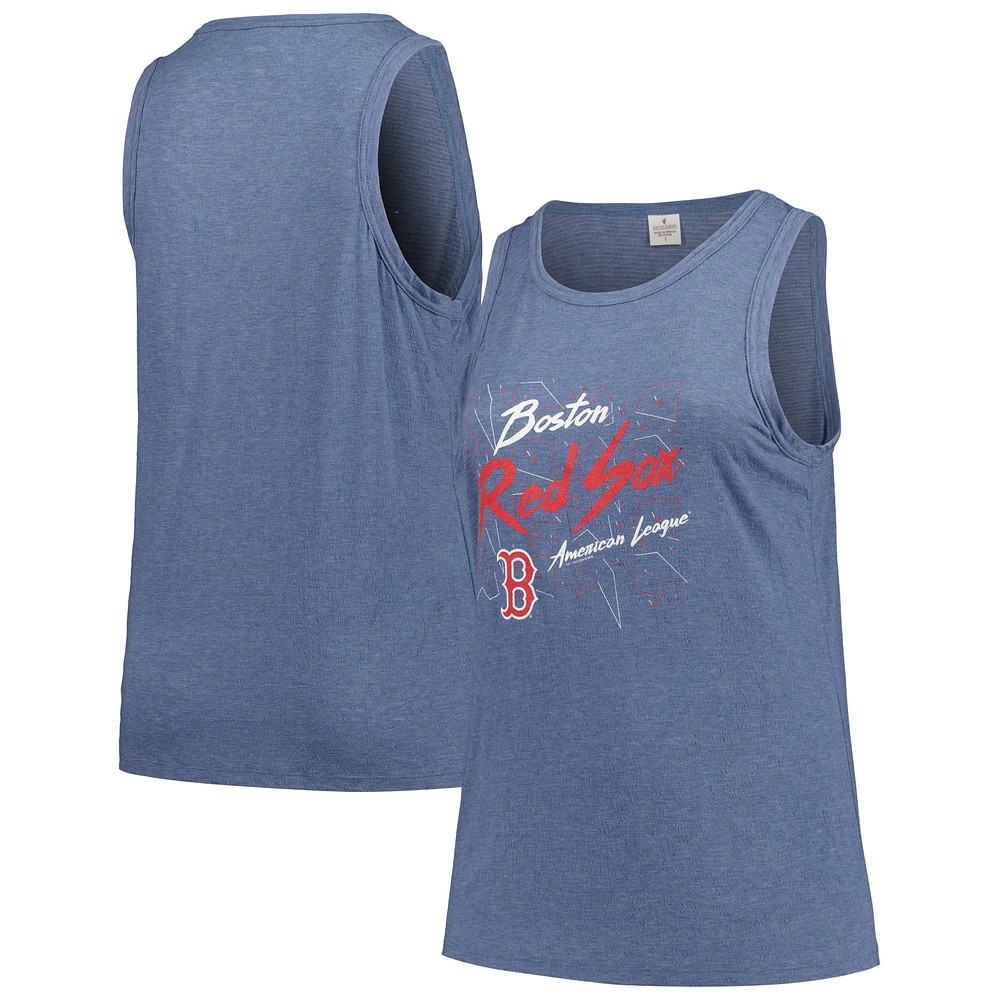 Women's Soft as a Grape Navy Boston Red Sox Plus Curvy High Neck Tri-Blend Tank Top