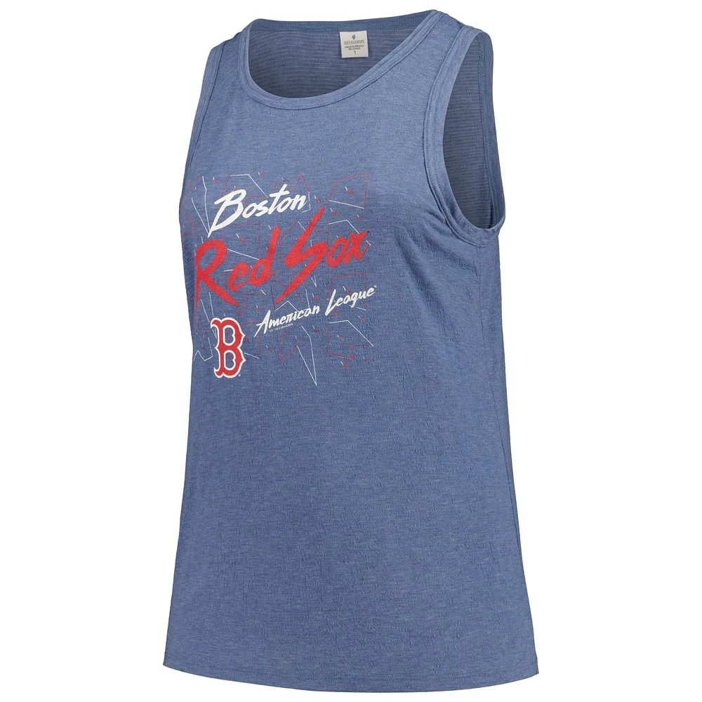 Women's Soft as a Grape Navy Boston Red Sox Plus Curvy High Neck Tri-Blend Tank Top