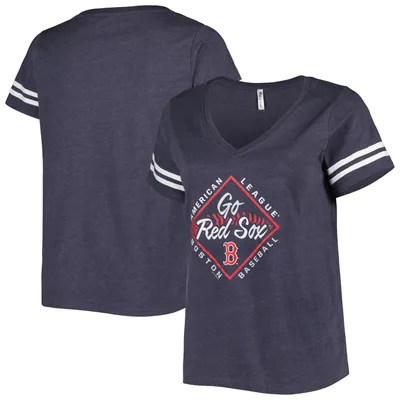 Boston Red Sox Soft as a Grape Women's Plus Size Baseball Raglan 3/4-Sleeve  T-Shirt - Heathered Gray/Red