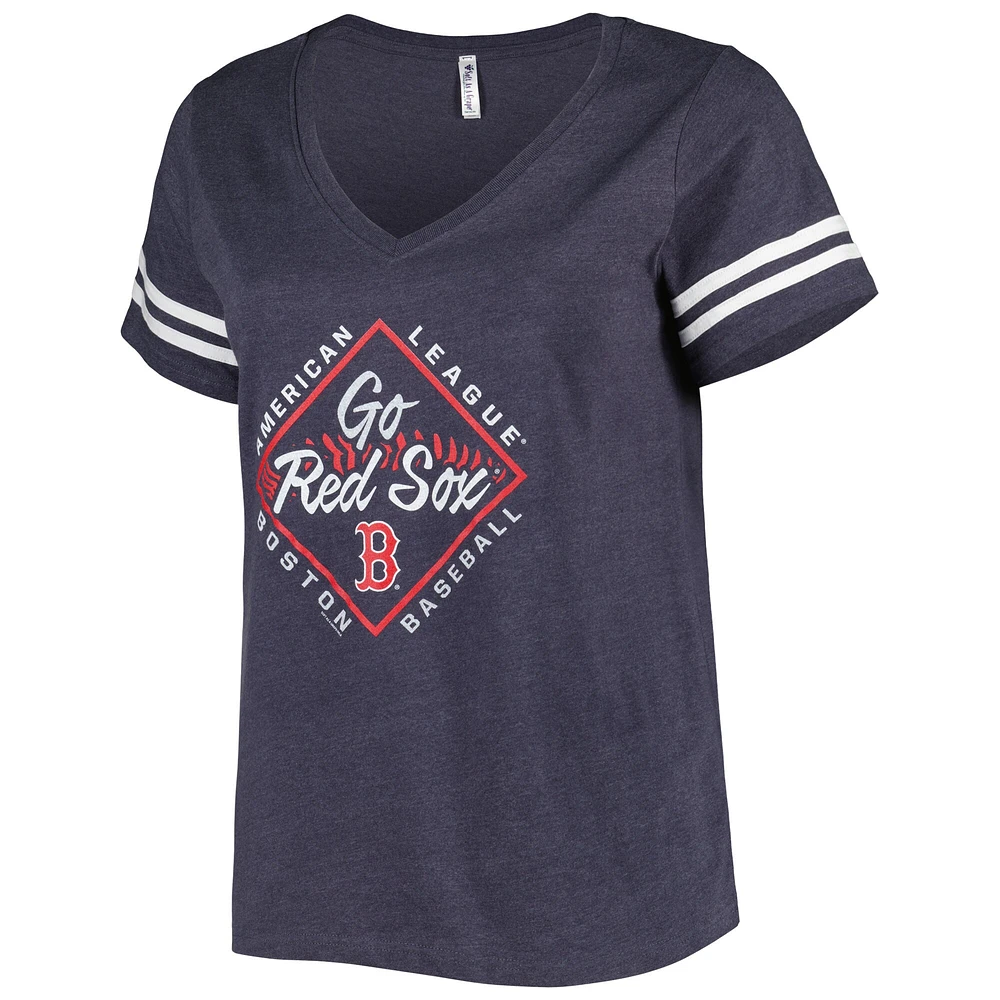 T-shirt en jersey a col V taille plus Boston Red Sox pour femme Soft as Grape bleu marine